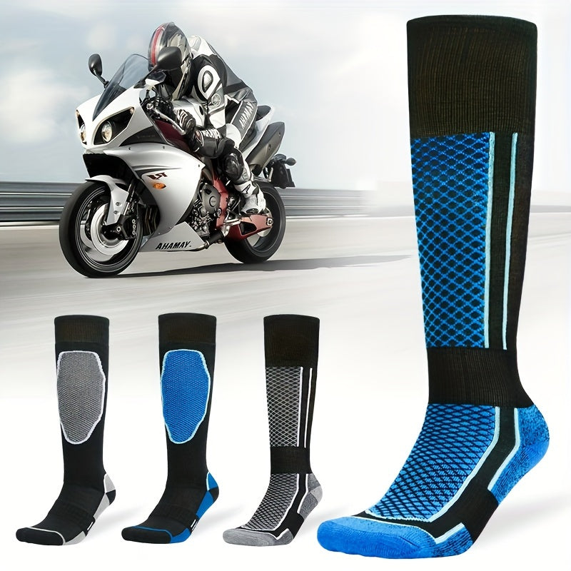Men's Thickened Long Tube Motorcycle Socks Sports Sweat-Absorbent Warm