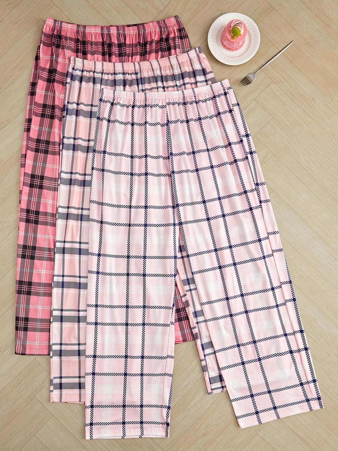 Женские плюсовые пижамные штаны в клетку с эластичным поясом, удобные домашние брюки