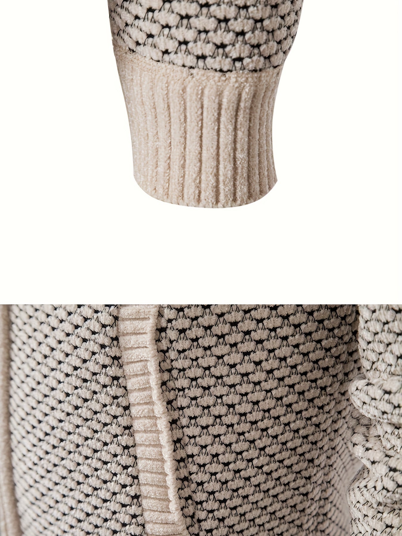 Men's Fish Scales Knit Cardigan with Hood Pockets Long Sleeve Fall Winter Polyester