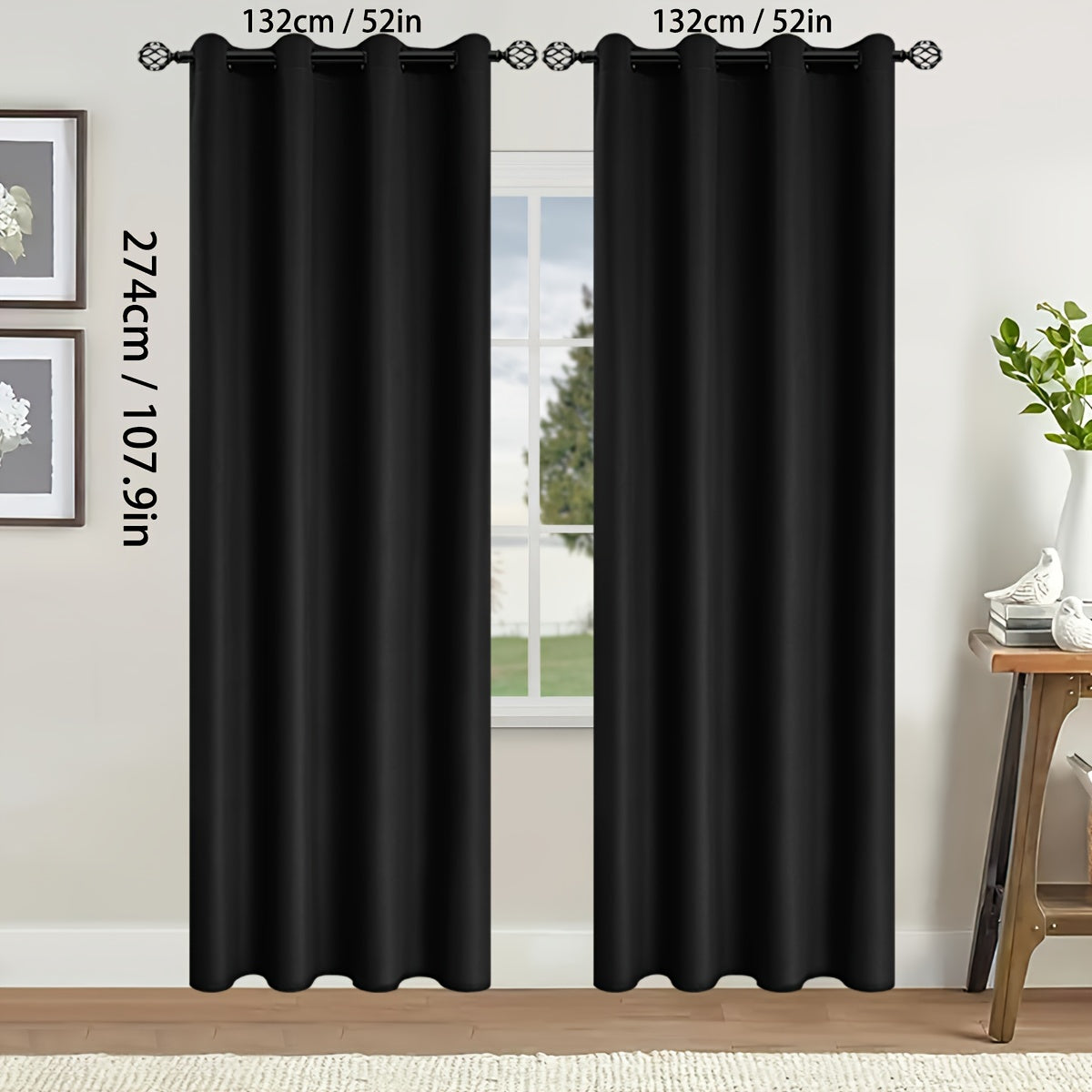 Blackout Curtains for Bedroom and Living Room, UV Protection, Easy Slide