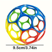 Bola massaji: 2 rangli yumshoq kauchuk ushlash to'pi, 32 barmoq teshigi, 0-3 yoshdagi bolalar uchun dastlabki ta'lim o'yinchoq, TPU materiali, 10.16 sm