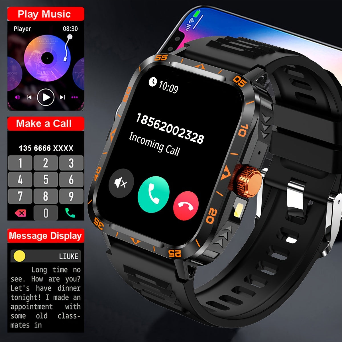 Smartwatch 1.95In Touch Screen Fitness Tracker with Call Function and 100+ Sports Modes