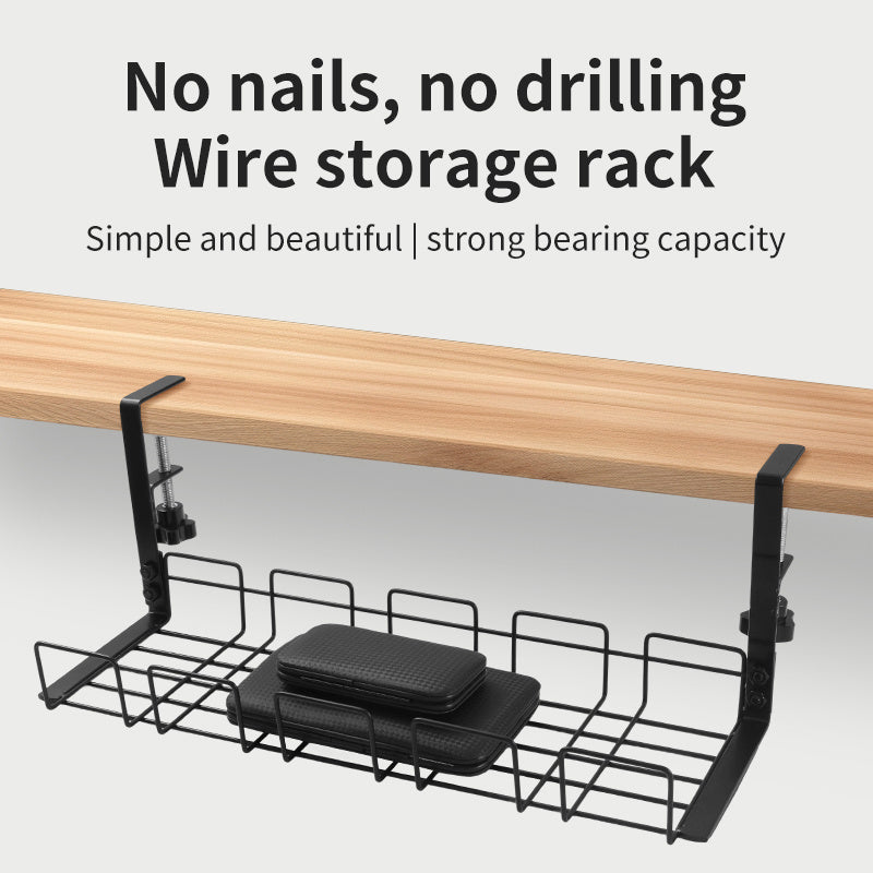 2/3 Cable Management Trays No Drilling Metal Wire Organizer for Desk