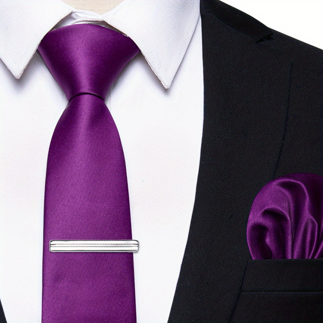 Erkaklar uchun bir rangli galstuk klipi, to'ylar, partiyalar va rasmiy kiyimlar uchun