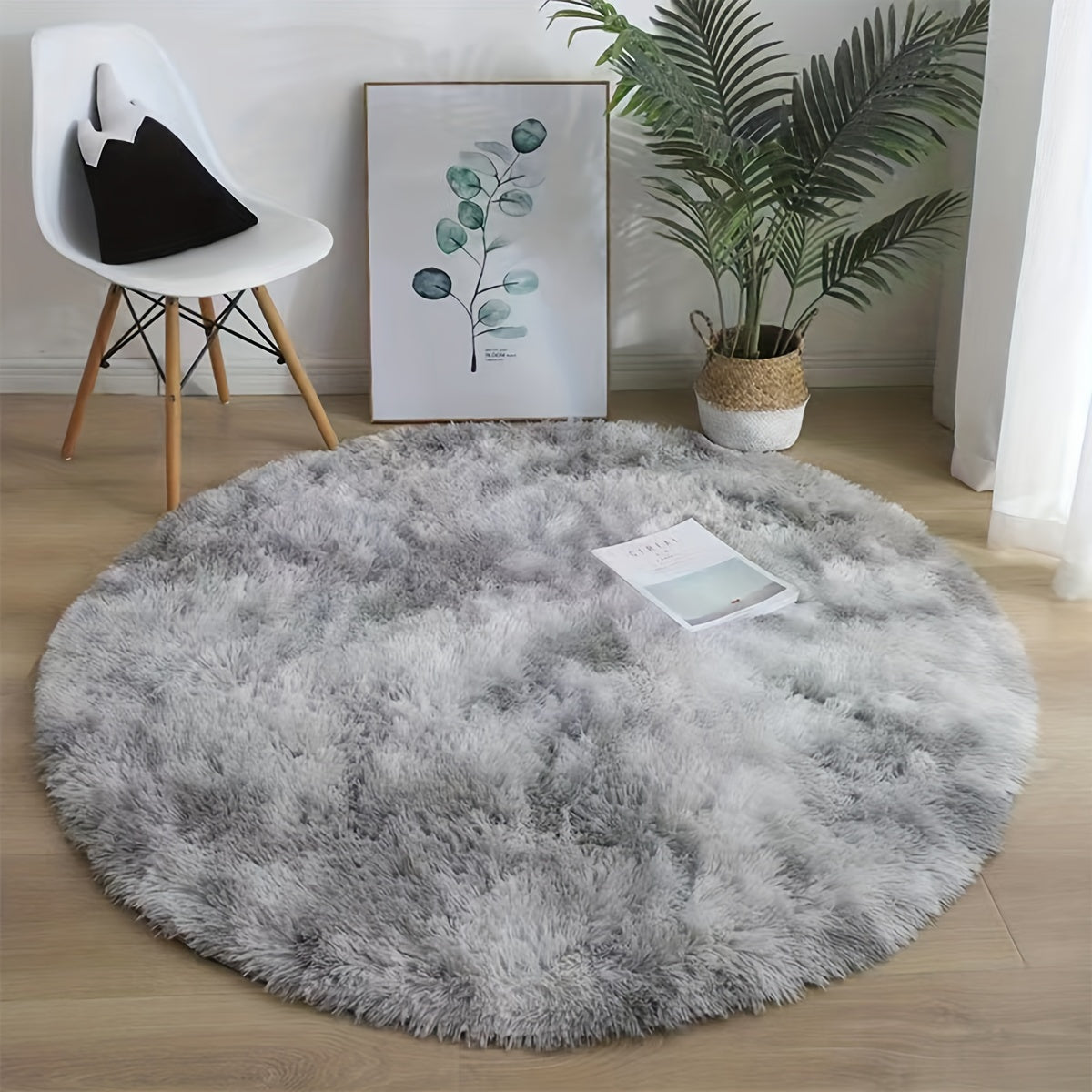 Soft Plush Round Area Rug Non-Slip Backing Machine Washable Indoor Decor