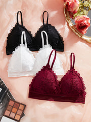 Women's Lace Bra Set 3-Piece with Triangle Cups Comfortable Lingerie