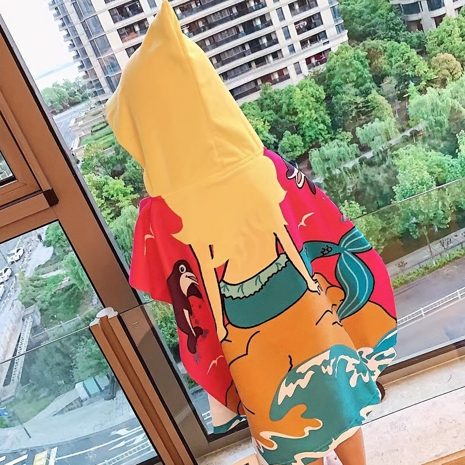 Kids Hooded Bath Towel with Fun Designs, Soft Cotton, Ideal for Kids