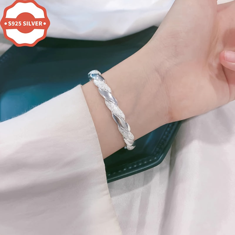 Sterling Silver Twisted Cuff Bracelet for Women Hypoallergenic Adjustable Bangle Jewelry