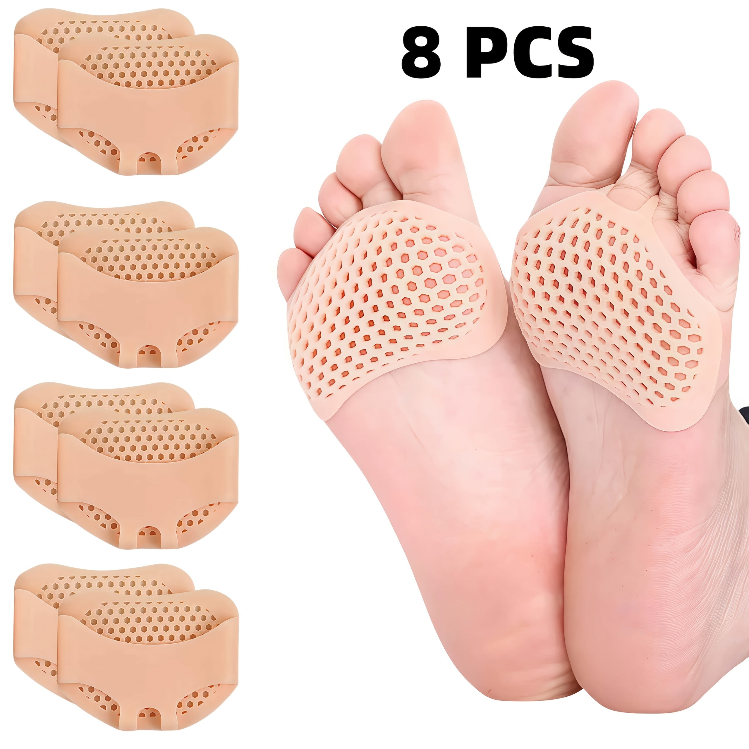 Women's Peach Silicone Forefoot Pads Half Insoles Breathable Cushioning