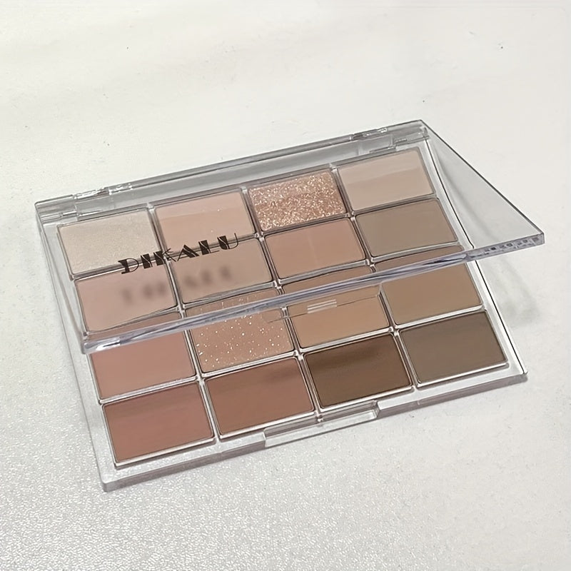 16-Color Eyeshadow Palette Matte Shimmer Nude Earth Tones Long-Lasting
