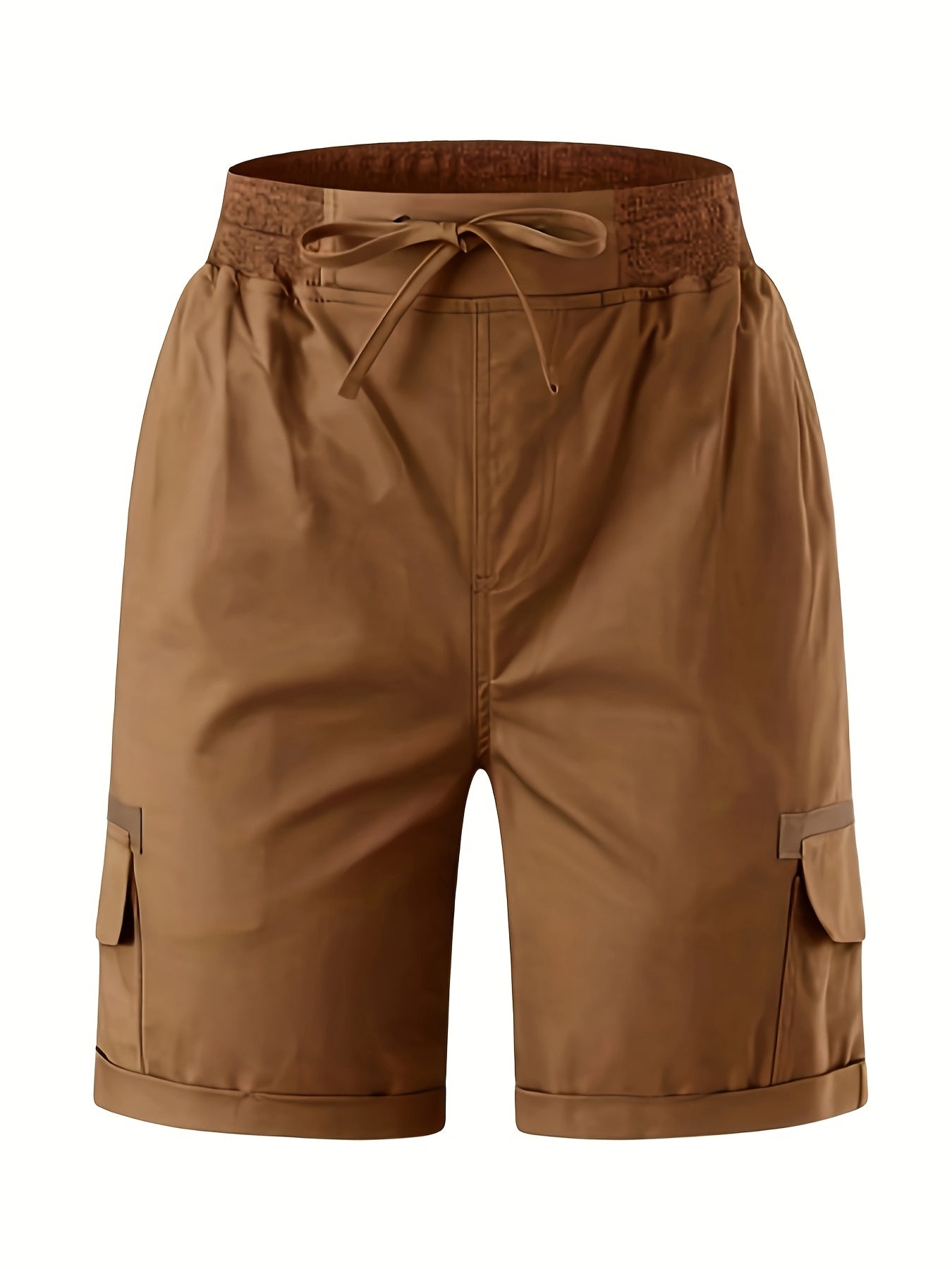 Plus Size Women's Black Cargo Shorts With Drawstring Waist