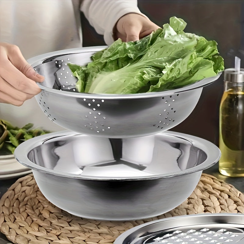 Stainless Steel Kitchen Set 3 Pieces Slicer Grater Strainer with Drain Basket