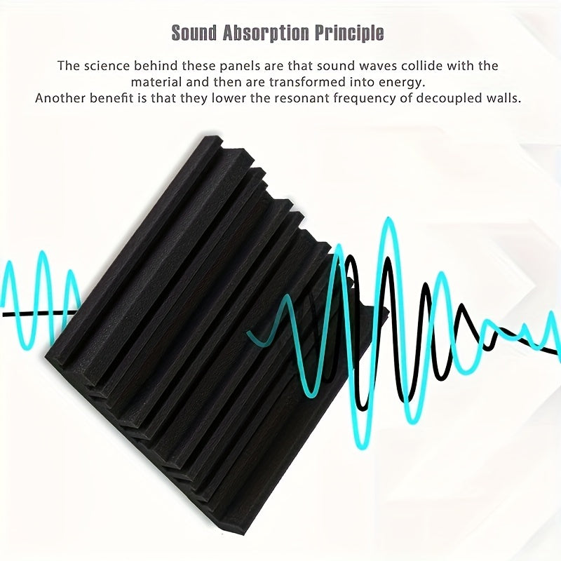24 шт. черных акустических панелей из пенопласта для звукоизоляции студийных стен, размер 2x10x10 дюймов