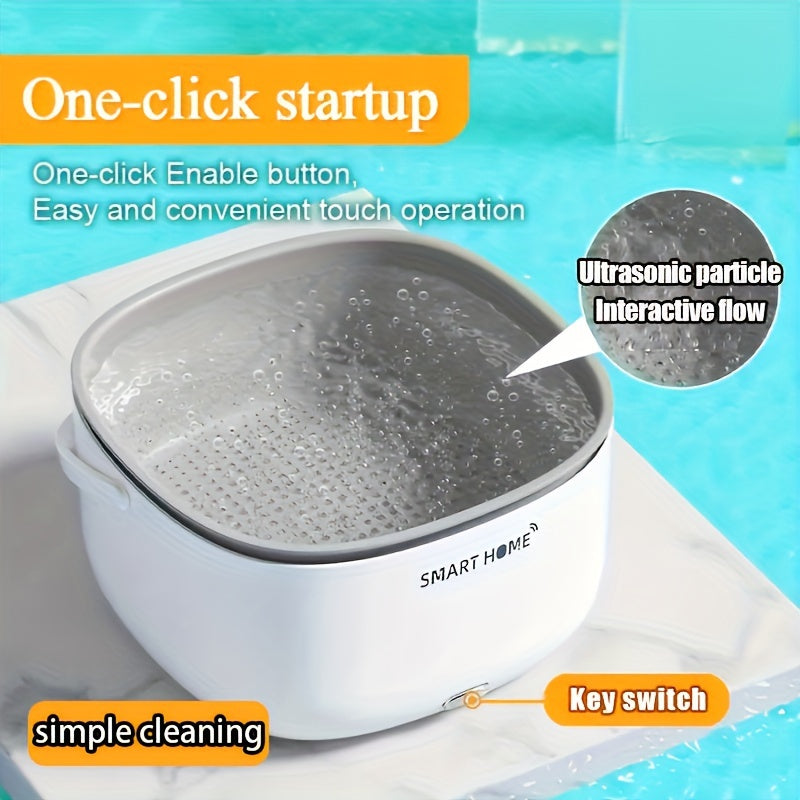 Portable USB Vegetable Fruit Washer Basket Large Capacity White PP Chemical-Free Auto Purification