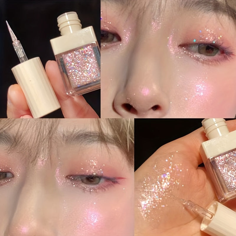 Sombra líquida para ojos para mujer con purpurina, piedras de rhinestone y iluminador