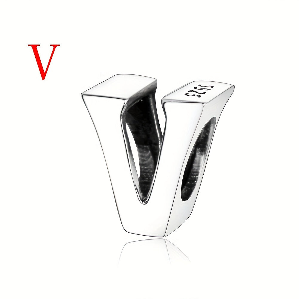 925 Sterling Silver Alphabet Letter Charms Beads for DIY Jewelry Making