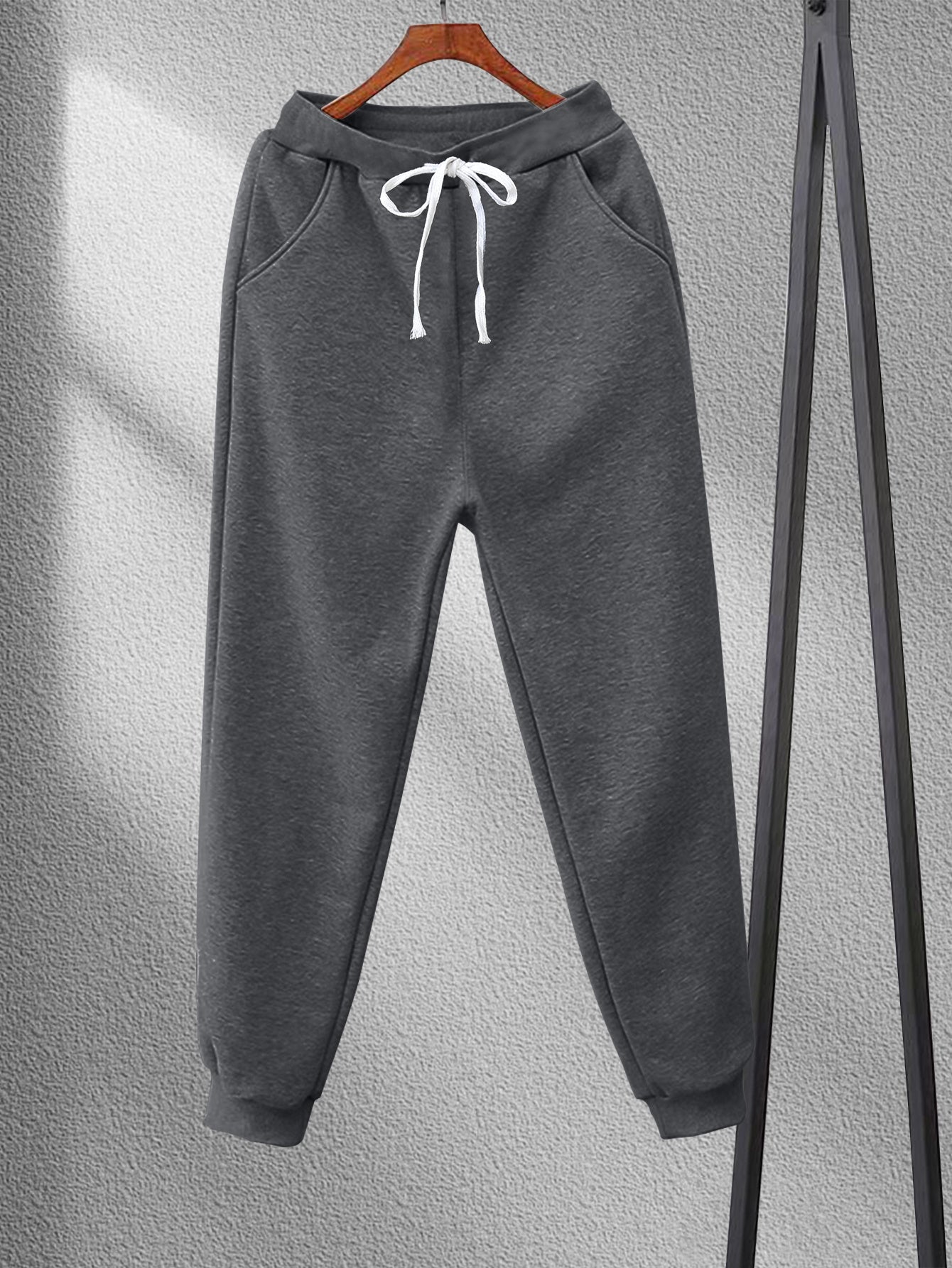 Men's Casual Sports Trousers Large Sizes Polyester Regular Fit Solid Color