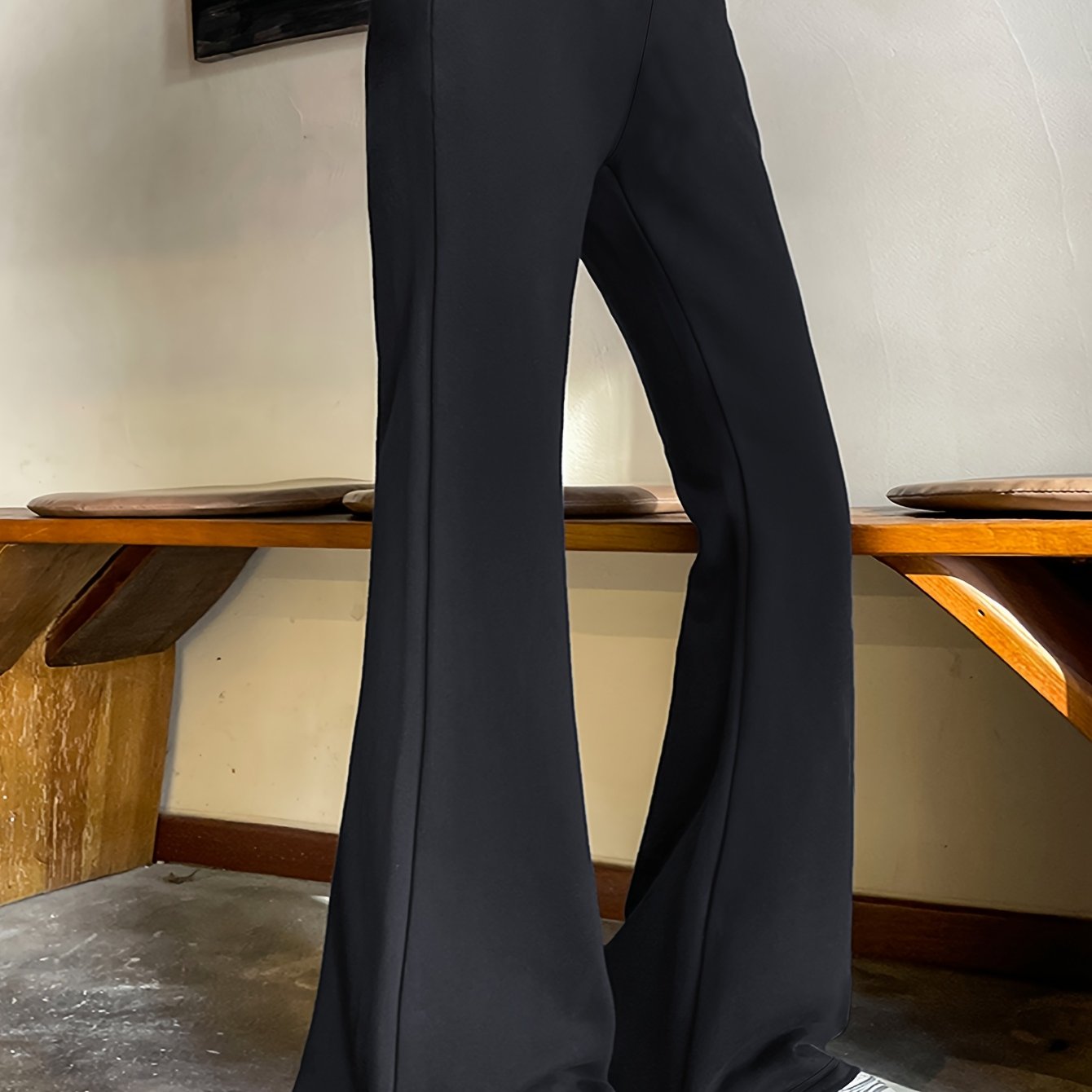 Pantalones rectos de color sólido para mujer talla grande en poliéster de punto para primavera y otoño