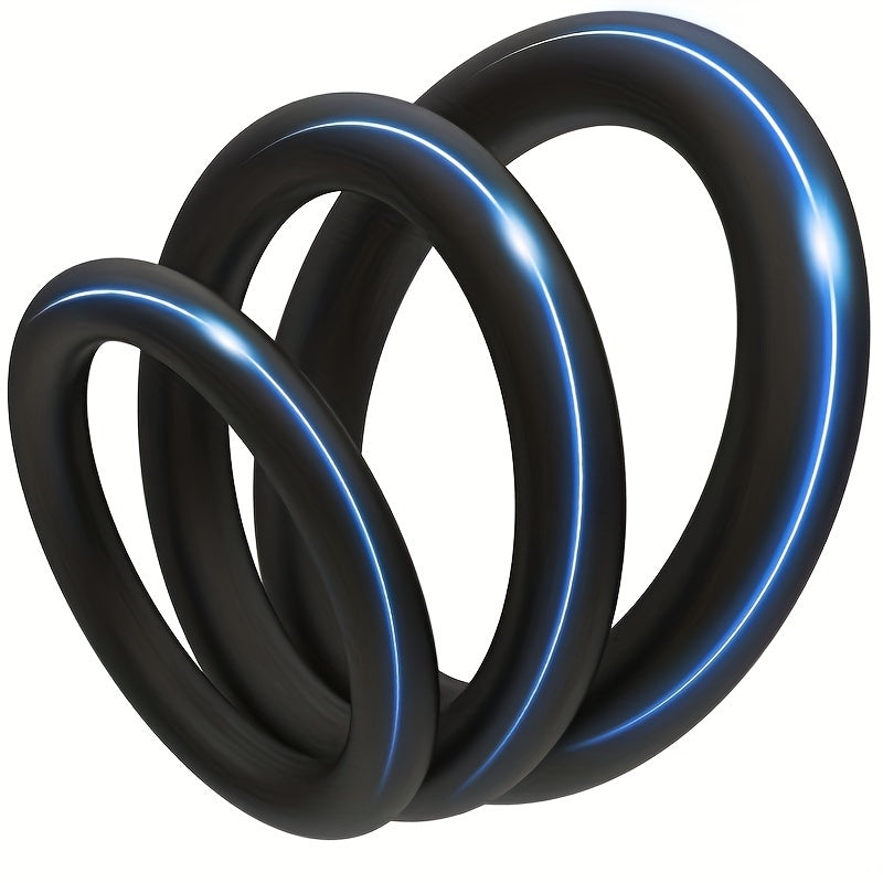 Unisex PVC Penis Rings 3pcs Set Medium Stretch Uncharged Sex Toy