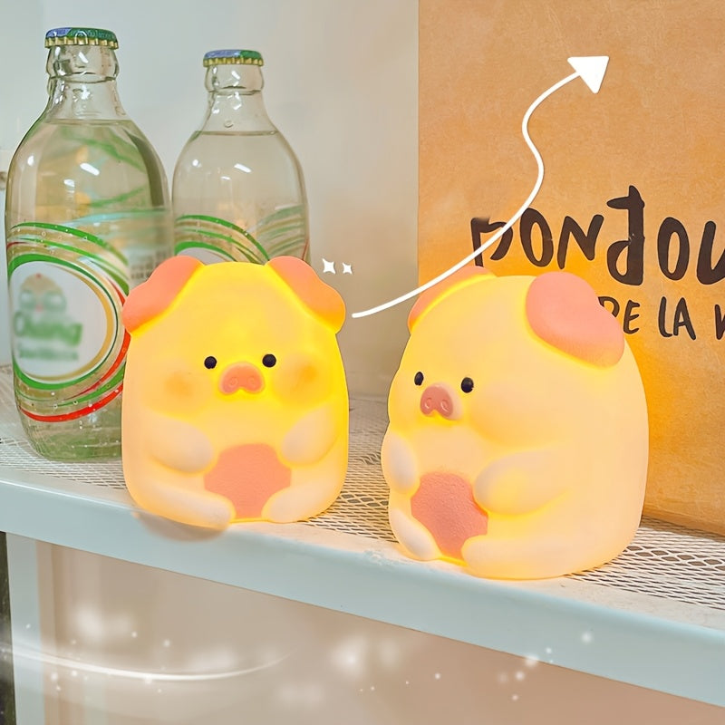 Luz nocturna de cerdito adorable, suave y flexible, decoración para dormitorio, regalo