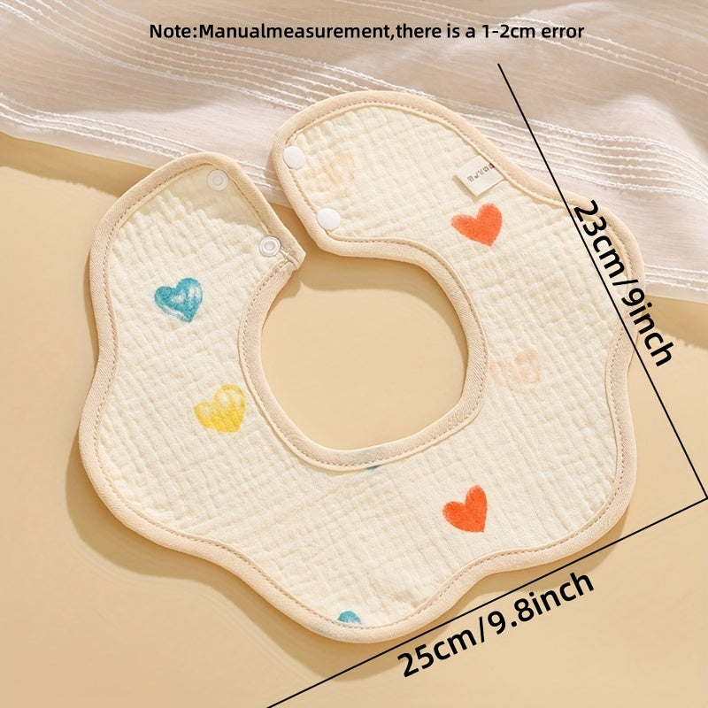 Baby Bibs Pack of 5 Cotton Waterproof Drool Bibs for Newborns Infants Unisex Petal Shape