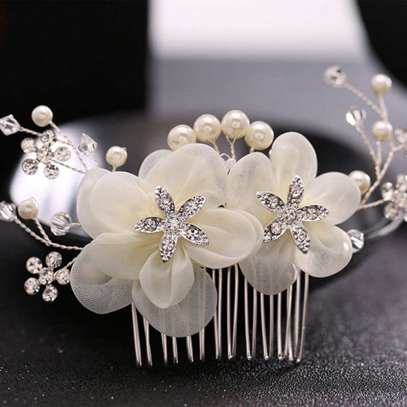 Faux Pearl and Crystal Hair Comb Wedding Bridal Hair Accessory Flower Headpiece