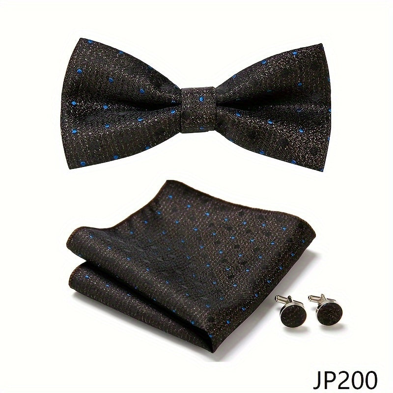 Men's Blue Polyester Tie and Pocket Square Set Floral Pattern for Formal Events
