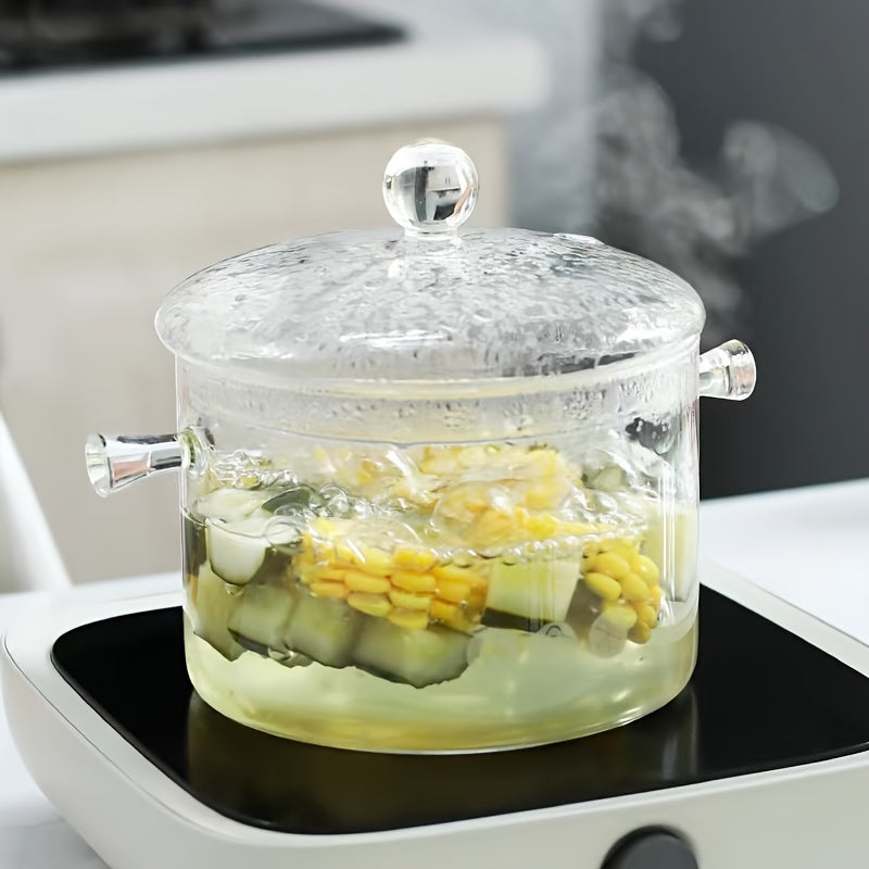 Transparent Borosilicate Glass Soup Crockpot for Kitchen Use