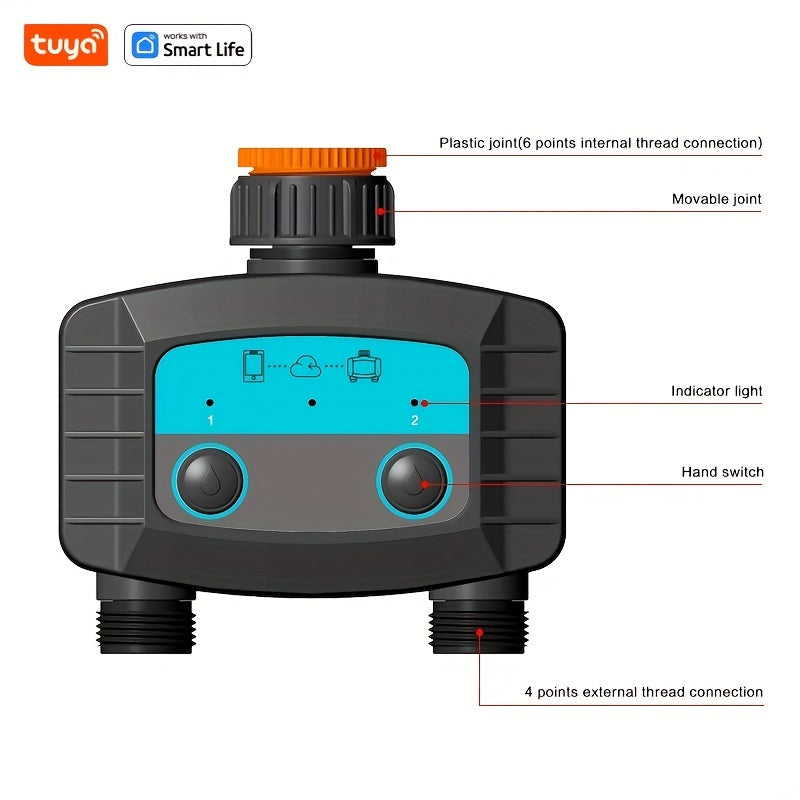 Wireless Smart Sprinkler Timer for Garden Irrigation with App Control and Adjustable Valve