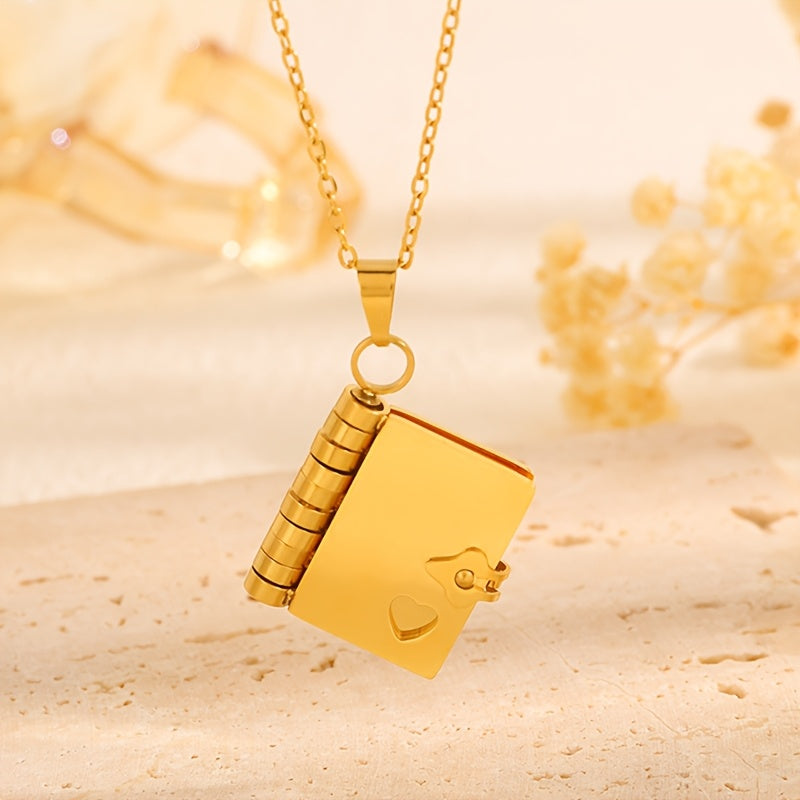 Zamonaviy juftliklar uchun zanglamas po'latdan yasalgan kitob pendanti bilaguzuk.