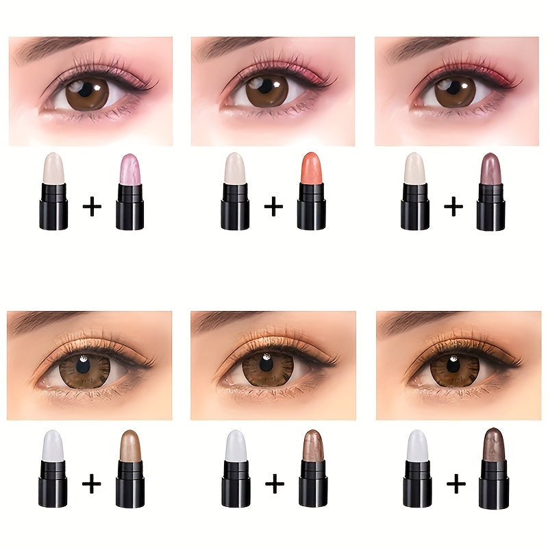 12 Pcs Eye Makeup Stick Set Matte Shimmer Natural Finishes Long-Lasting