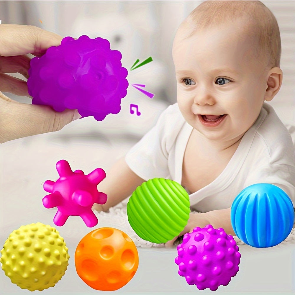 Yosh bolalar uchun kognitiv o'yinchoq - Erta o'rganish va chaynash uchun rang-barang silikon sezgi to'pi, Qizil/Yashil/Sariq, Bolalar o'yinchoqlari