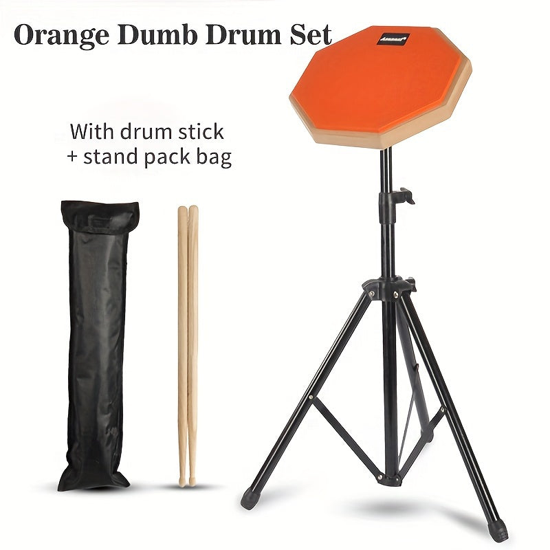 8 Inch Rubber Wooden Drum Practice Set with Durable Bracket