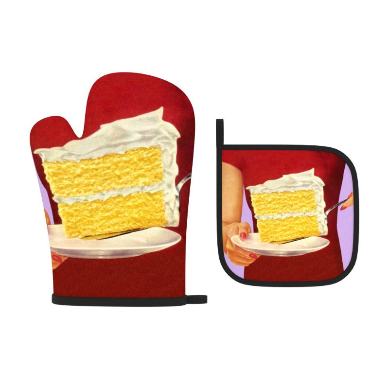 Heat Resistant Oven Mitts and Potholders Set 26.92x17.02cm Kitchen Cooking Baking