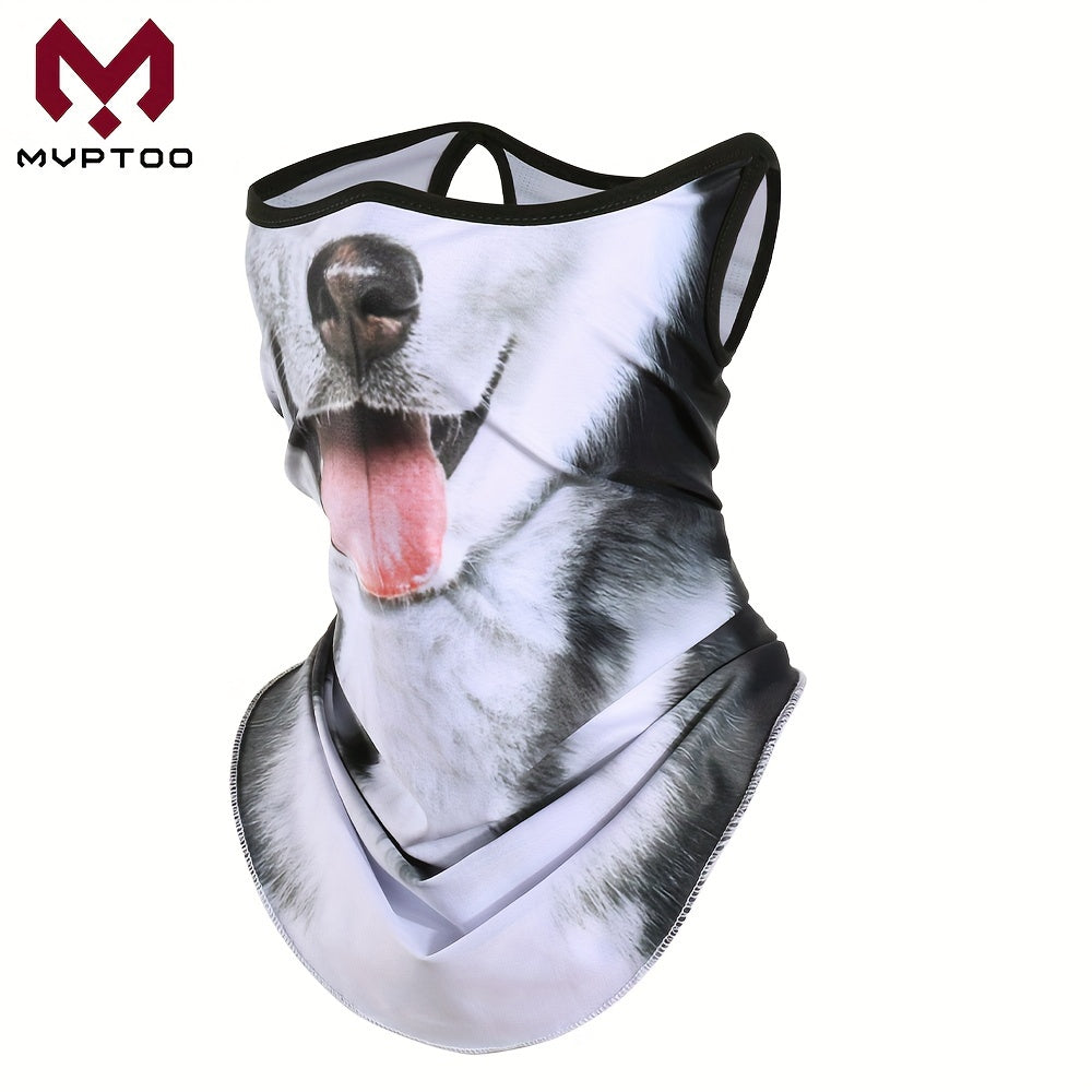 3D Printed Animal Print Scarf with Ear Loops, Versatile Face Mask for Cycling Outdoor Activities