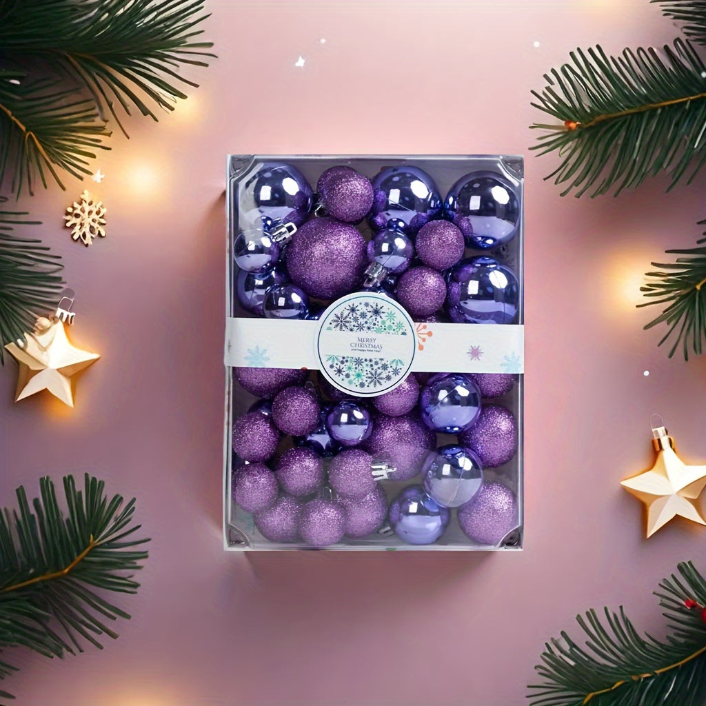 Paquete de 42 adornos de Navidad de glitter dorado de plástico para árbol navideño