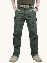 Men's Waterproof Cargo Pants for Outdoor Activities with Pockets and Solid Color