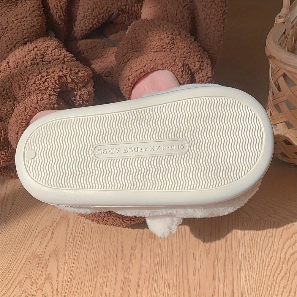 Зимние плюшевые тапочки-мишка для женщин и мужчин, теплые домашние тапки для холодной погоды