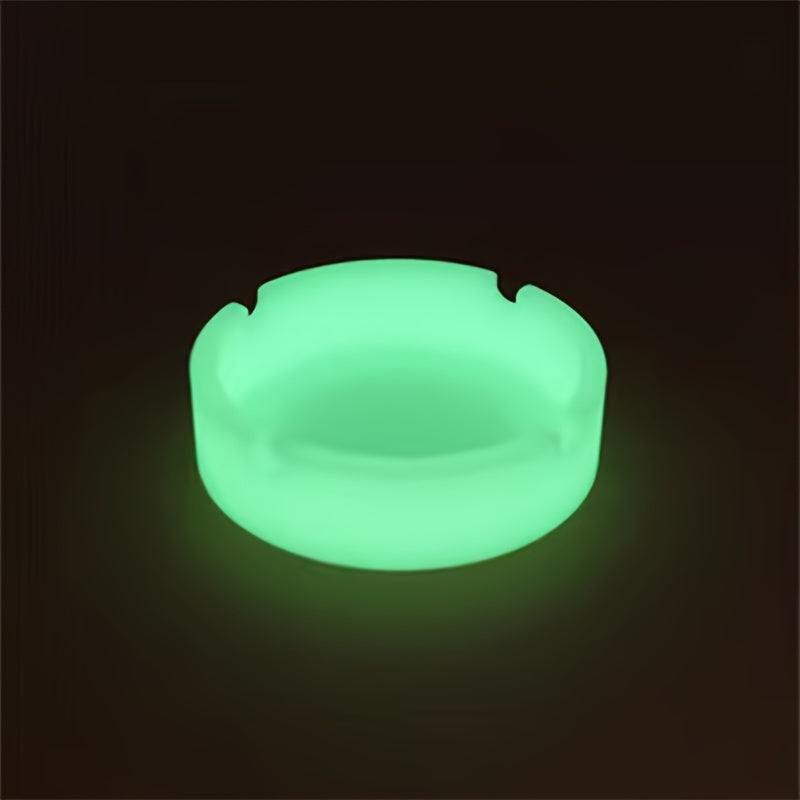 Glow-in-the-Dark Silicone Ashtray Round Shatterproof Fluorescent Home Decor