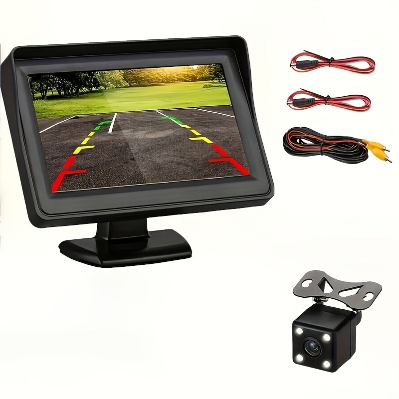 Car Monitor with 4.3 Inch HD Display and Rearview Camera Kit for Universal Vehicles