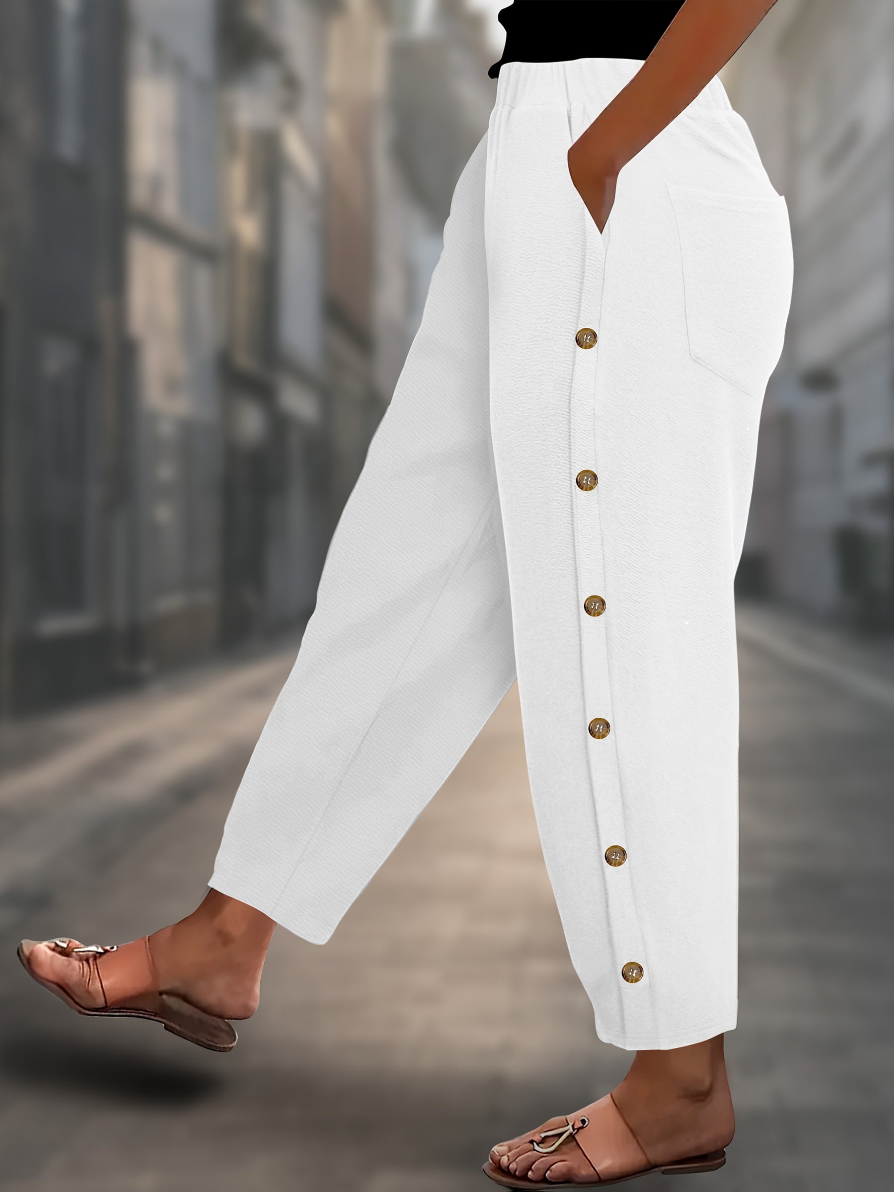 Women's Plus Size Relaxed Fit Trousers Soft Stretch Fabric Autumn Casual Pants