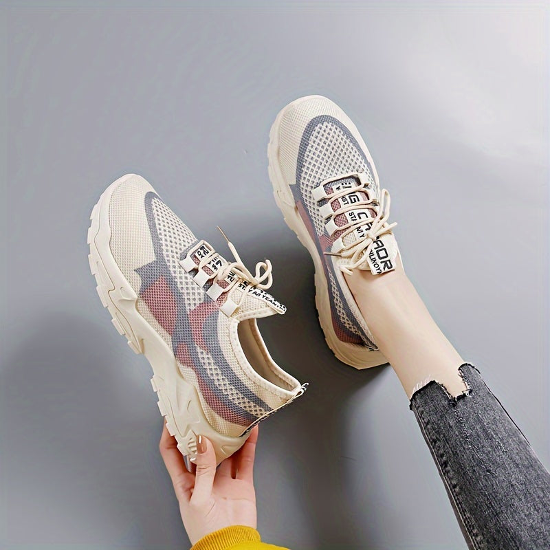 Women's Colorblock Knitted Sneakers Lightweight Breathable Walking Shoes