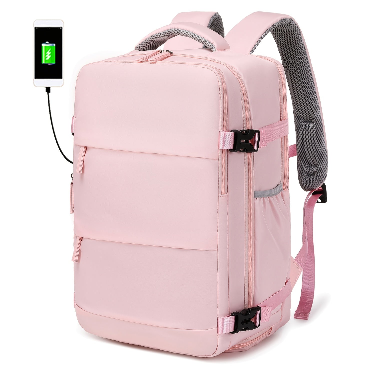 Women's Travel Backpack with Shoe Compartment Laptop Sleeve USB Charging Port and Adjustable Straps