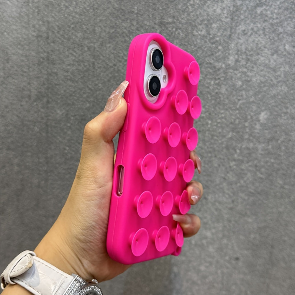 Cute Silicone Suction Cup Phone Case for iPhone with Gadget Holder and Candy Colors