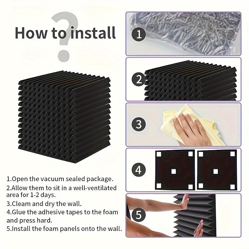 Acoustic Foam Panels 52 Pieces Fire Resistant Soundproofing Studio 2.54cm x 30.48cm