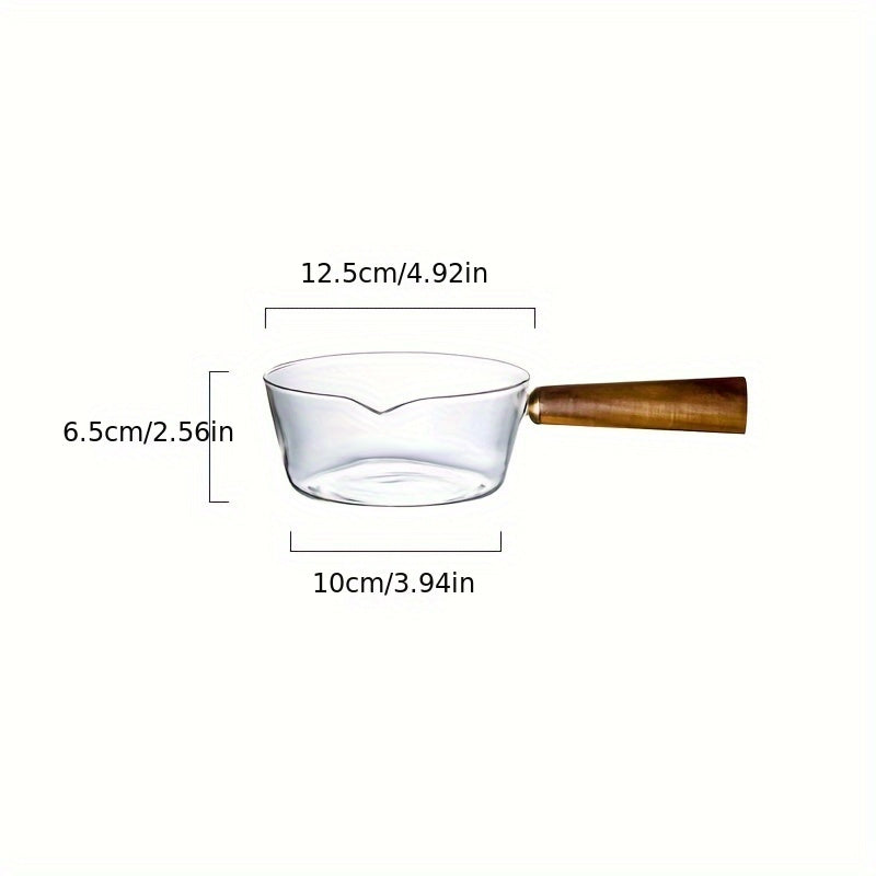 Набор стеклянных кастрюль с деревянной ручкой для молочного супа, лапши, маленьких и больших чашек, кухонная посуда