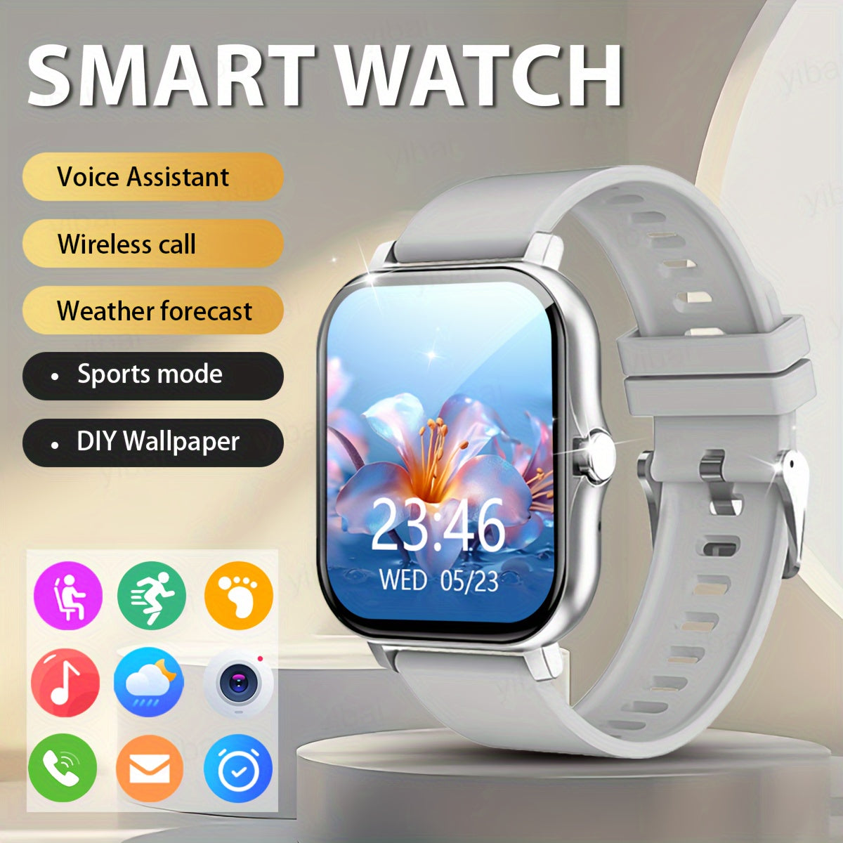 1.83-Inch Smart Watch for Men and Women with Sports Modes and Android iPhone Compatibility