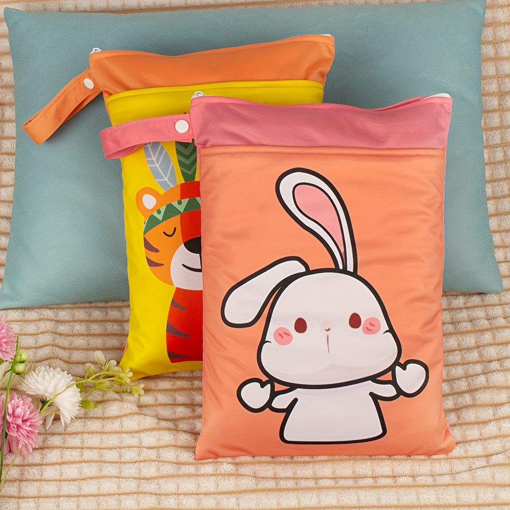 Водонепроницаемая сумка для влажных вещей с принтом животных, washable сумка для подгузников, сумка для мамы с двумя молниями, многофункциональная дорожная и пляжная сумка, органайзер для хранения косметики