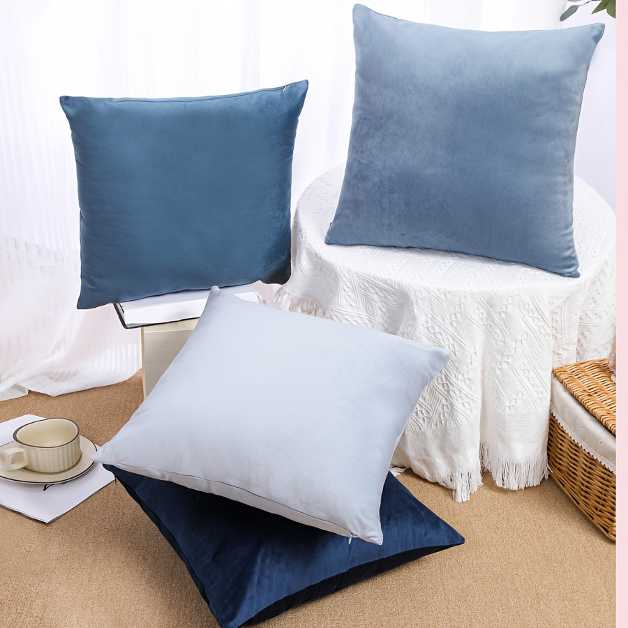 Velvet Pillow Covers with Zipper Closure Machine Washable 100% Polyester for Sofa Bed Car Decor