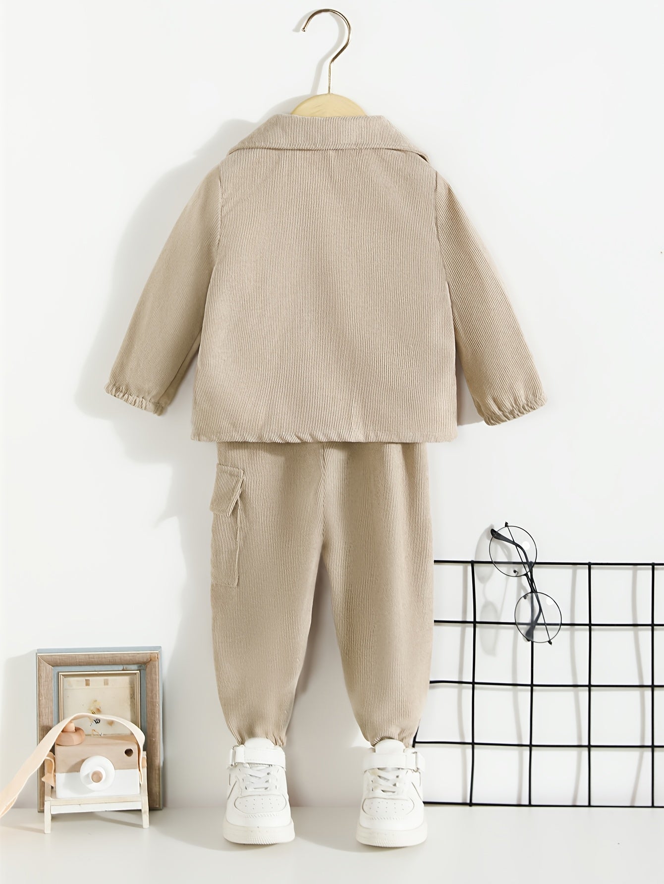 Kids Casual Outfit Set for Toddlers Boys Girls Long Sleeve Shirt Coat and Pants Polyester All-Season